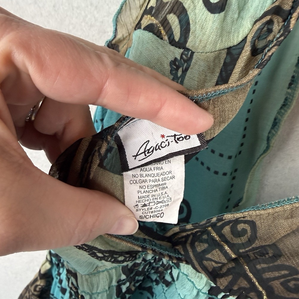 Agaci-too Teal Brown Y2K Tank Top Boho Whimsygoth Witchy Retro Sexy Size S - Picture 10 of 11